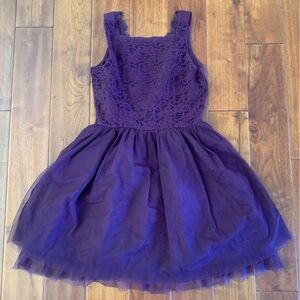 Princess Vera Wang Dress Size 5 Plum Tulle Lace Sleeveless Autumn Wedding Guest